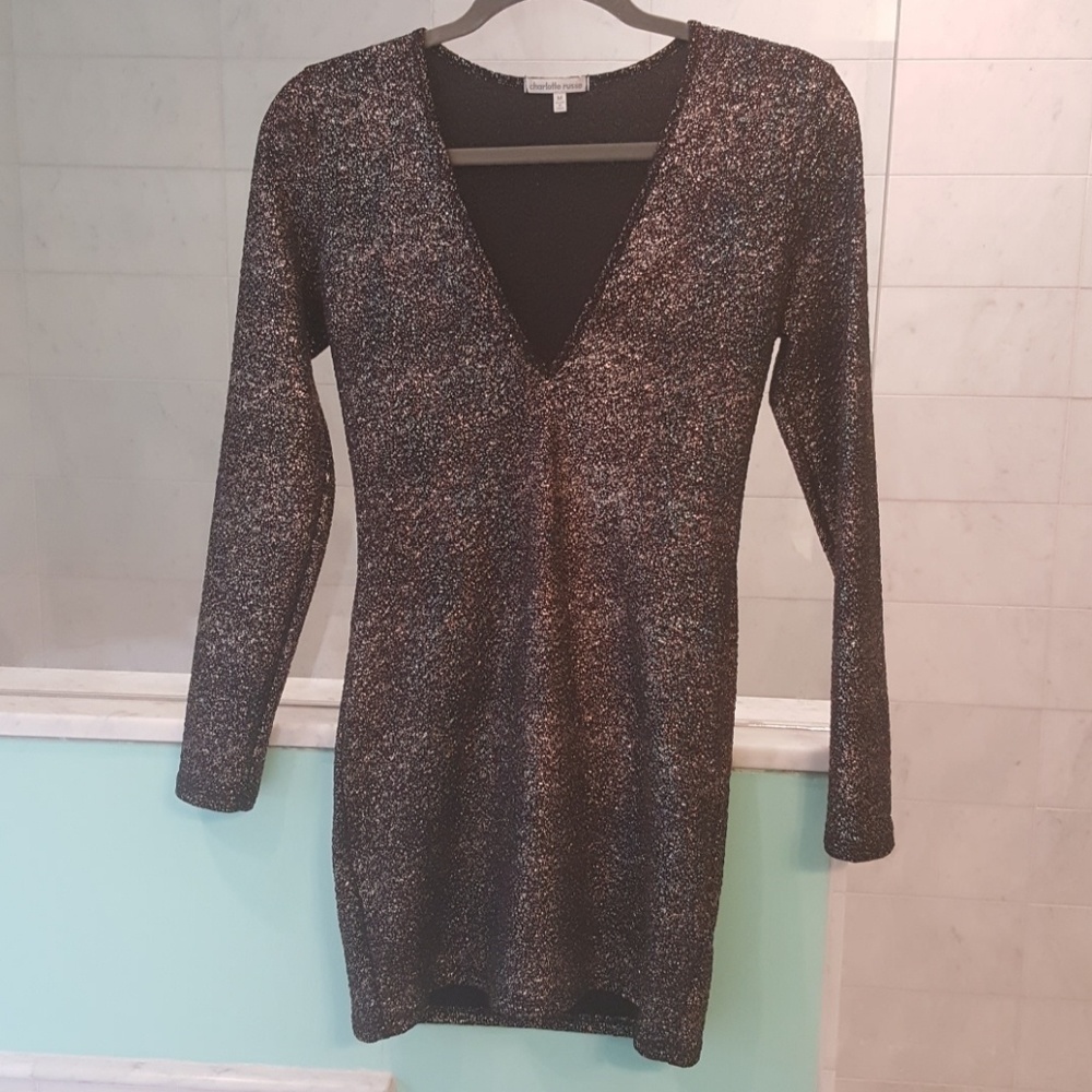 Glittery Deep V NYE Dress